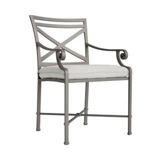 Brown Jordan Venetian Arm Chair, Mica frame with Fusion Dove fabric For Sale