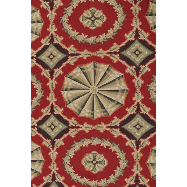 Rug & Kilim’s Aubusson Style Flatweave in Red With Medallions and