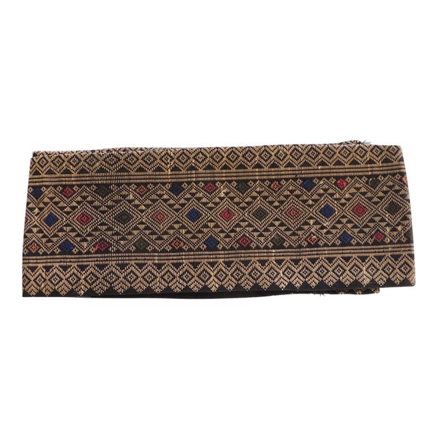 Vintage Gold and Red Woven Silk Trim From Laos For Sale