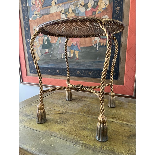 Metal Vintage 1960s Gilt Italian Rope Table For Sale - Image 7 of 12