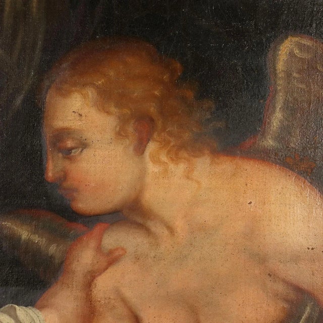 Venetian School Artist, Mary, Jesus, St. John and Angels, 17th Century, Oil on Canvas, Framed For Sale - Image 7 of 13