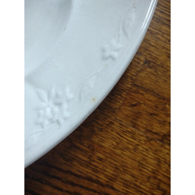 Ceramic Large Antique English White Ironstone Platter, 1880's For Sale - Image 7 of 10