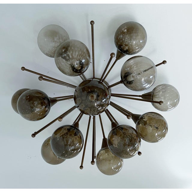 Fabio Ltd 21st Century Mezzo Bronze Smoky Bubbles Murano Flush Mount by Fabio LTD For Sale - Image 4 of 10