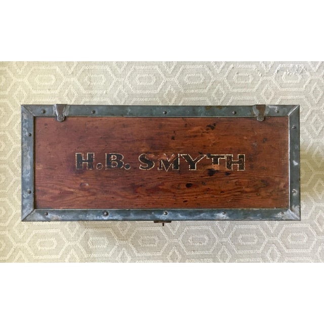 20th Century Painted Folk Art Style Carpenters Box Chest For Sale - Image 13 of 13