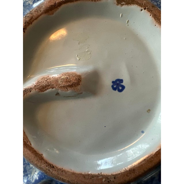 Porquier Beau Quimper French Faience Basket With Bachelor Button Flowers For Sale In Richmond - Image 6 of 8