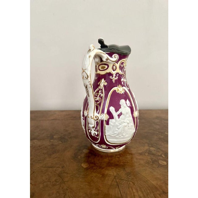 Late 19th Century Antique Victorian Pewter Lidded Water Jug, 1880 For Sale - Image 5 of 7