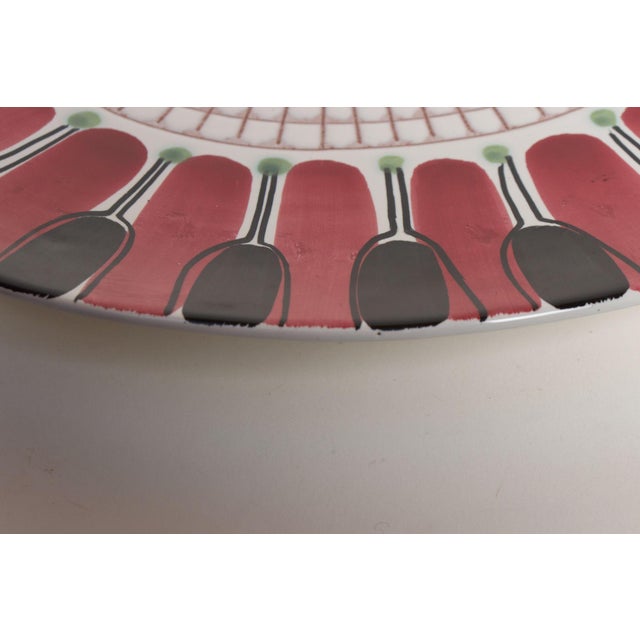 Scandinavian Geometric and Floral Hand-Painted Fajance Platter by Elle Norway For Sale - Image 15 of 16