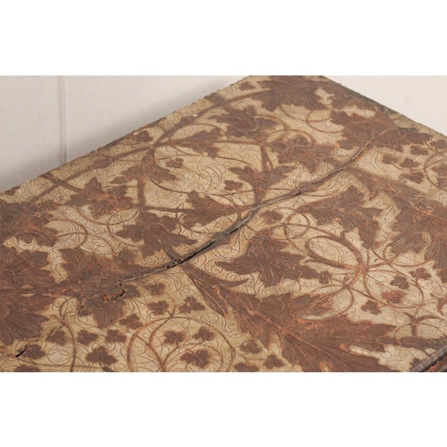 Coffee 17th C Hand-Tooled Leather Top Coffee Table For Sale - Image 8 of 10