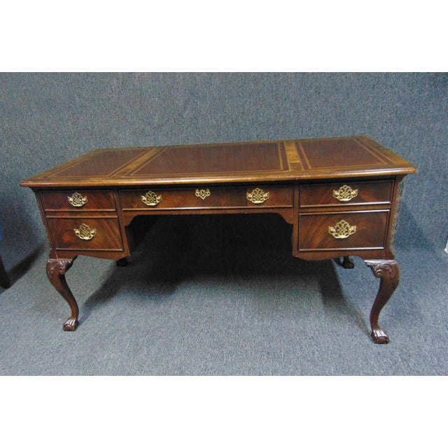 Sligh Chippendale Mahogany Leather Top Executive Desk Chairish