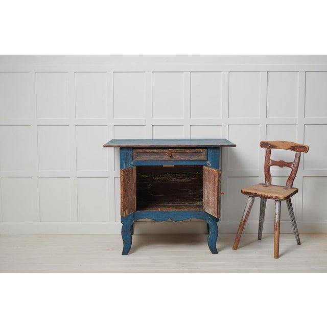 Small Antique Swedish Blue Folk Art Sideboard For Sale - Image 3 of 14