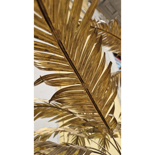 Goldenrod Palm Trees Three Trunks Model with Leaves from Maison Charles, 1960s For Sale - Image 8 of 14
