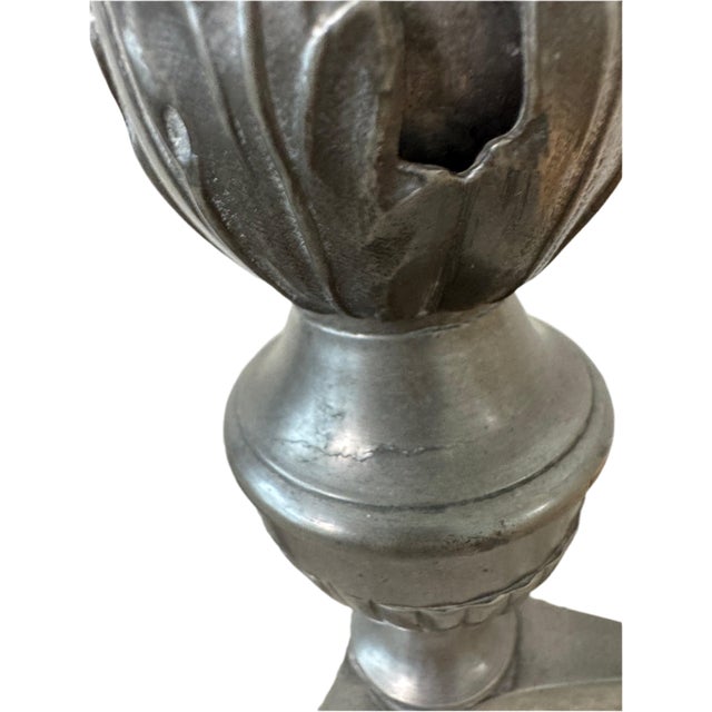 Late 19th Century Pair of Monumental Pewter Candlesticks With Eye of Providence Motif, 26” For Sale - Image 11 of 12