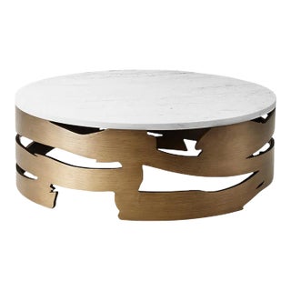 Organic Modern Marble Top Coffee Table For Sale