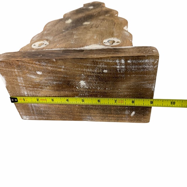 Late 20th Century Vintage Hand Carved Wooden Decorative Display Wall Bracket - A Pair For Sale - Image 5 of 6