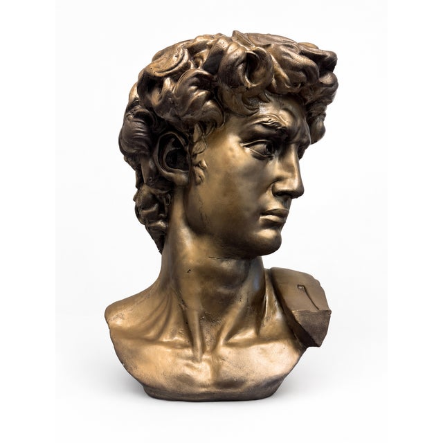 The Uncrowned King | Cast Stone David Bust, Styled After Michelangelo For Sale - Image 4 of 8