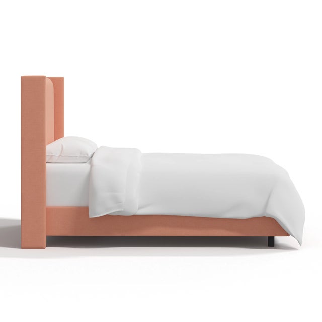 Not Yet Made - Made To Order Logan Queen Wingback Bed in Linen Apricot For Sale - Image 5 of 5