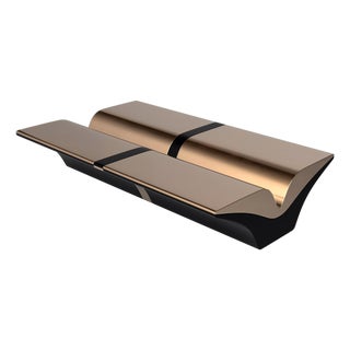 "Lealtà" Coffee Table With Bronze and Stainless Steel, Handmade For Sale
