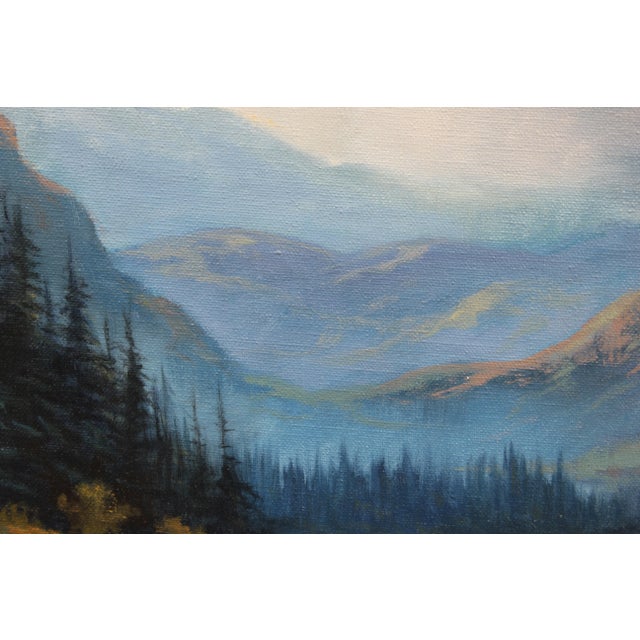 Realism Roland D. Enright Idealized Naturalistic Mountain Landscape Oil Painting 20th Century For Sale - Image 3 of 7