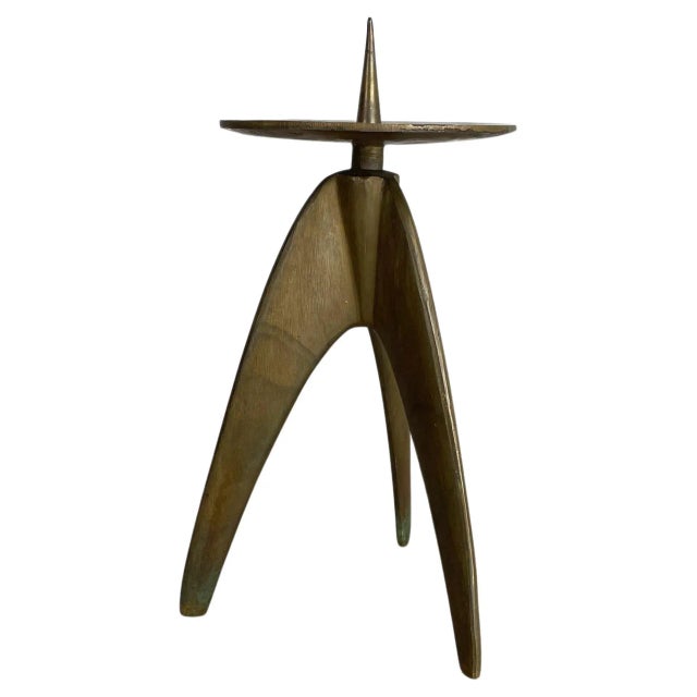Brutalist German Sculptural Tripod Candleholder in Brass, 1970s For Sale - Image 16 of 16