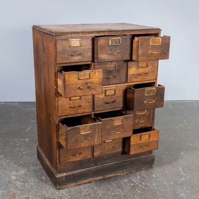 Vintage French Oak Bank of Drawers, 1940s For Sale - Image 10 of 10