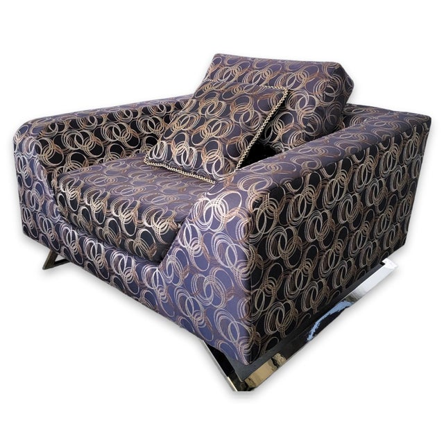 Pair of Thayer Coggin Modernist Lounge Arm Chairs With Chrome Legs For Sale - Image 9 of 18