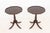 Pair of Regency Style Mahogany Pie Crust Edge Side Tables, each on turned pedestal support and four fluted feet with brass...