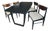 Restored MCM 5-Piece Dinette Set | Black Trapezoid Loop-Leg Table & Walnut Upholstered Dining Chairs For Sale