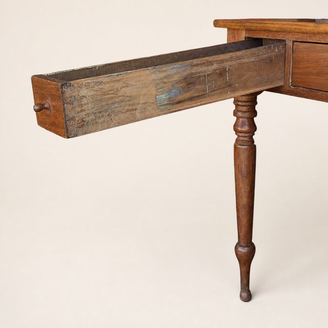 Antique Walnut Three-Drawer Writing Desk With Turned Legs For Sale - Image 9 of 18