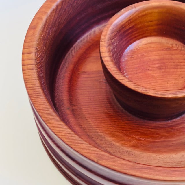 Wood Large Mid Century Wood Chip and Dip Serving Bowl For Sale - Image 7 of 10
