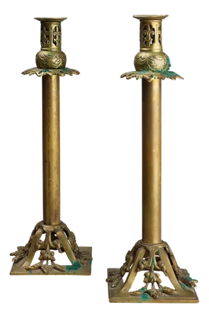 Antique French Copper Candlesticks in Baroque Style, 1900s, Set of 2