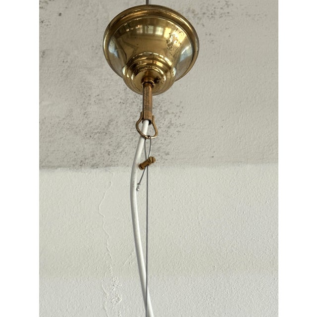 Vintage Pendant Light with Murano Tessuto Glass Globe and Brass from Venini, 1970s For Sale - Image 12 of 15