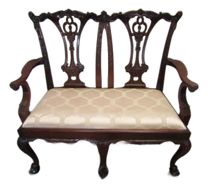 Chippendale Style Solid Mahogany Settee