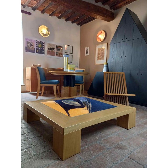 "Disegno Quattro" table by Meccani Studio for Meccani Design. Beautiful oak coffee table with a design in the center. The...
