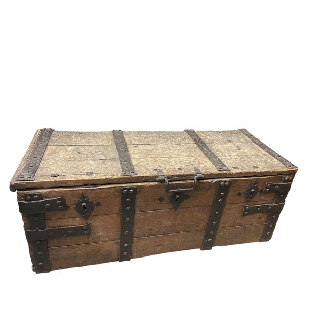 The chest is "as found" and in remarkably good condition, some beeswax will enhance the color of the oak.