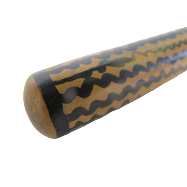 Wood Antique Tijuana Mexico 1932 Aztec Native Painted Wood Walking Stick Cane For Sale - Image 7 of 13