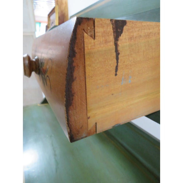 Green Primitive Paint Decorated Style Bucket Bench For Sale - Image 8 of 10