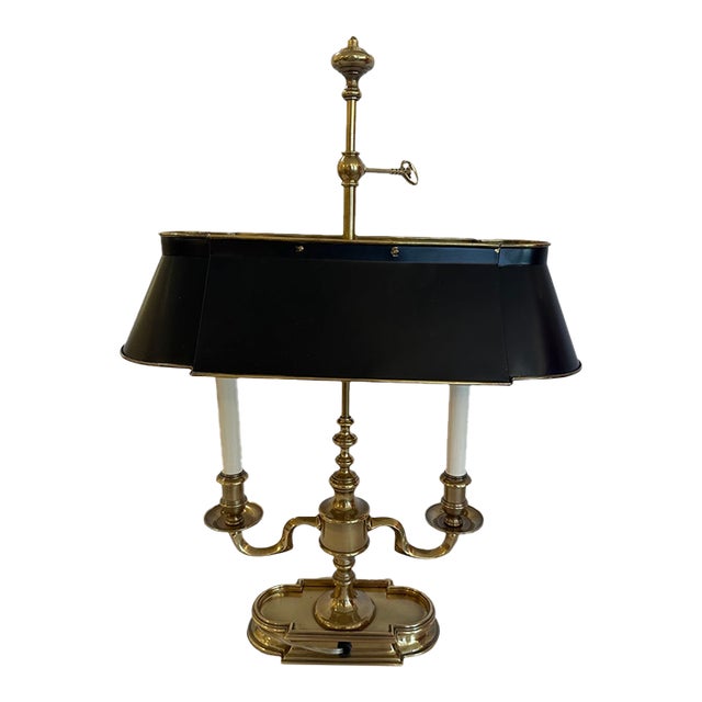 1980s Frederick Cooper Solid Brass and Metal Buillotte Lamp For Sale