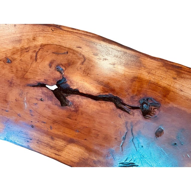 Handcrafted Live Edge Hardwood Bench in the Style of Appalachian Folk Art For Sale In Greensboro - Image 6 of 12
