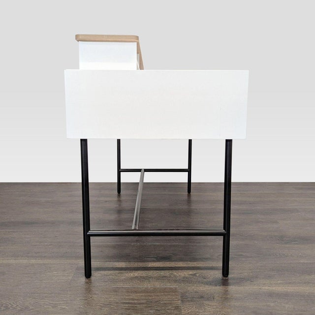 West Elm Quinn Modern Desk With Three Drawers and Raised Shelf For Sale In San Francisco - Image 6 of 12