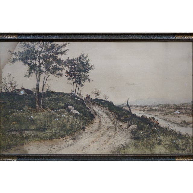 Antique George William Bohde on the Bluff Colored Landscape Etching 28" For Sale - Image 6 of 10