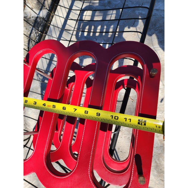 1970s Mid Century Modern Authentic Swing Design Italy Red Leather & Chrome Wine Rack –6-Bottle For Sale - Image 16 of 16