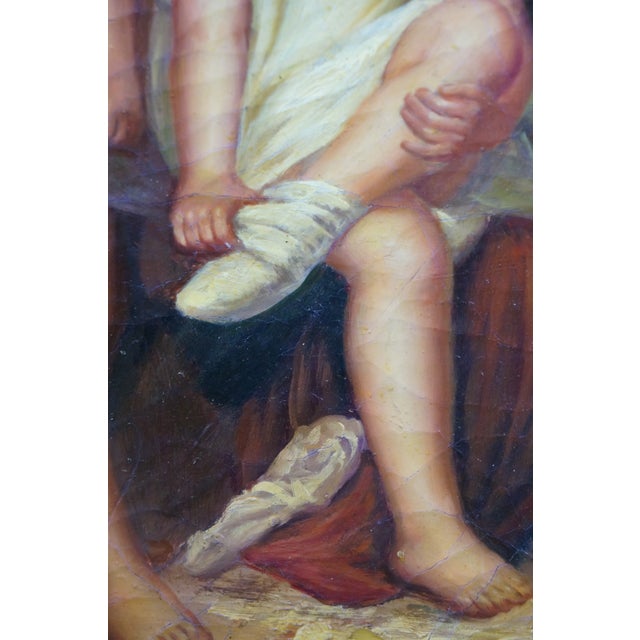 Brown Late 20th Century At the Edge of the Brook Oil Painting After William-Adolphe Bouguereau 24" For Sale - Image 8 of 11