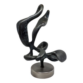 1980s Large 20" Solid Bronze Abstract Organic Modern Sculpture Verdigris Patina 40 LBS For Sale