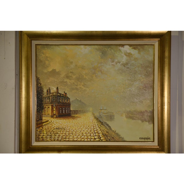 Jean-Pierre Couprie, Walking Along the Canal, 1980s, Canvas & Paint For Sale - Image 4 of 10