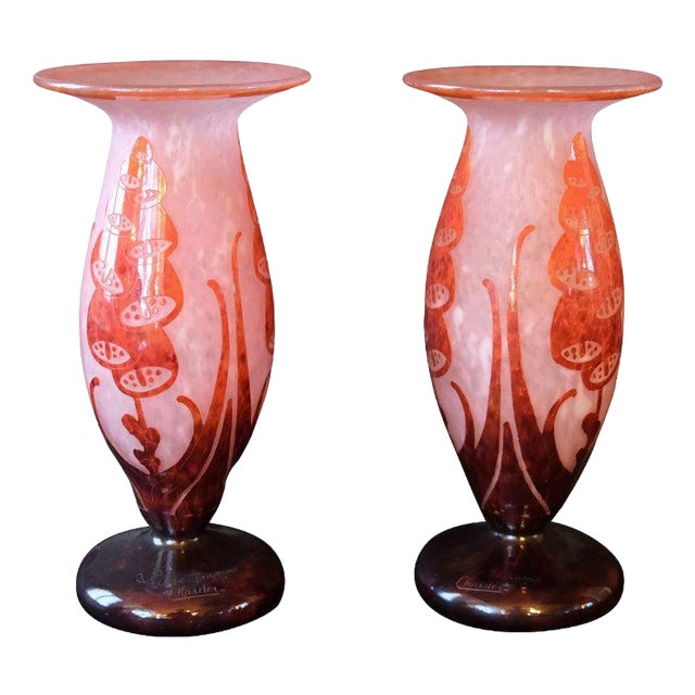 Art Deco Vases by Schneider, Set of 2 For Sale
