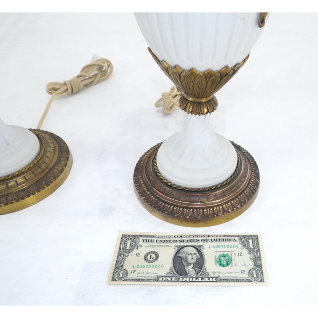 Pair of Fine Ceramic & Ormolu Cup Vase Shape Table Lamp c1940s MINT For Sale - Image 15 of 16