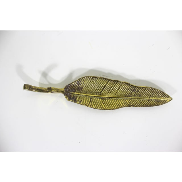 Vintage Gold Brass Feather Bottle Opener For Sale - Image 6 of 6