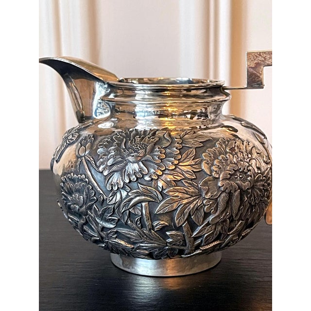 Chinese Export Sterling Silver Creamer and Sugar by Cutshing For Sale - Image 13 of 16