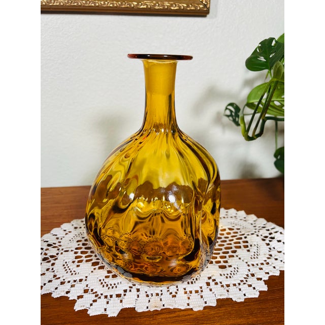 Mid-Century Modern Vintage 1969 Blenko Lemon #6916 Handblown Amber Glass Decanter For Sale - Image 3 of 10