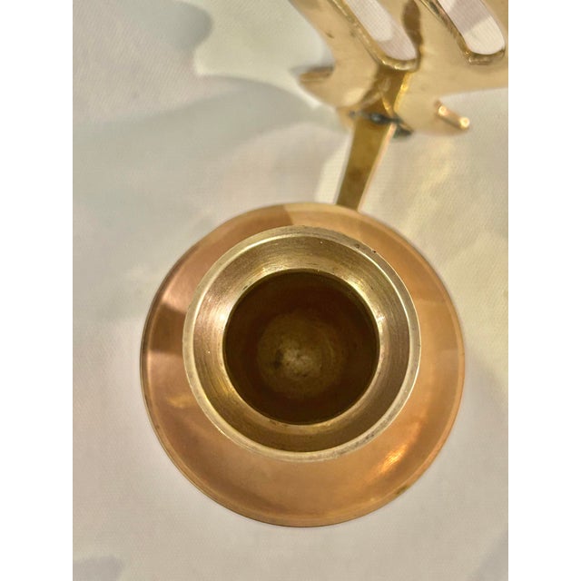 Metal Late 20th Century Solid Brass Cutout Design Wall Candle Sconces - A Pair For Sale - Image 7 of 9
